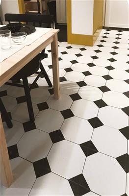 Kerion Neocim Classic Octogone Noir 20x20 Décor - tegel - kopen bij Mr Tegel