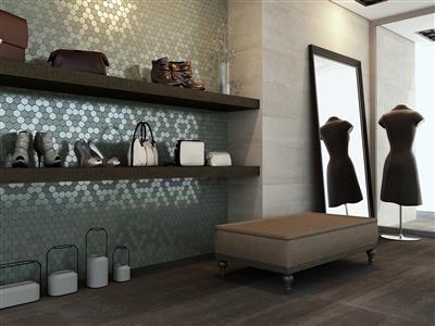 TMF Valencia VAL182 Khaki Matt + Glossy 4,9x4,9 27,8x32,5 Hexagon Glas - tegel - kopen bij Mr Tegel