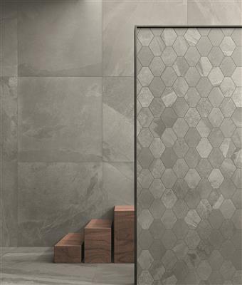 Unicom Starker Brazilian slate Silk grey Naturale 25x34 Hexagon - tegel - kopen bij Mr Tegel