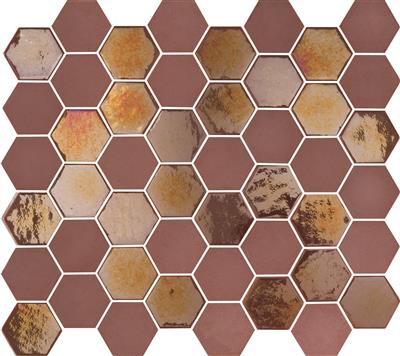 TMF Valencia VAL012 Burgundy Matt + Glossy 4,3x4,9 27,8x32,5 Hexagon - tegel - kopen bij Mr Tegel