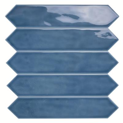 Steenbok Rustic Spike Dark Blue Glossy 5x25 - tegel - kopen bij Mr Tegel