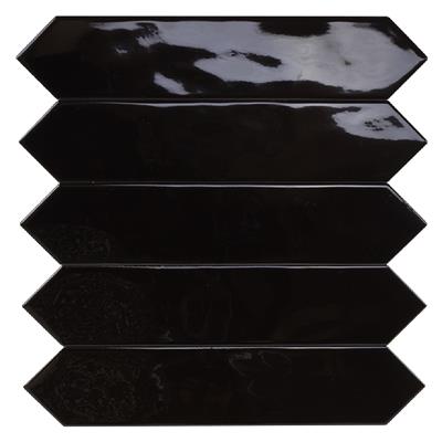 Steenbok Rustic Spike Black Glossy 5x25 - tegel - kopen bij Mr Tegel