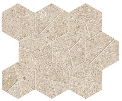 Atlas Concorde Boost Stone Cream Matt 25x28,5 Mosaico Hex - tegel - kopen bij Mr Tegel
