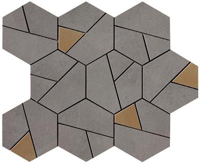 Atlas Concorde Boost Smoke Matt 25x28,5 Mosaico Hex Yellow - tegel - kopen bij Mr Tegel