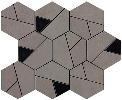 Atlas Concorde Boost Smoke Matt 25x28,5 Mosaico Hex Black - tegel - kopen bij Mr Tegel