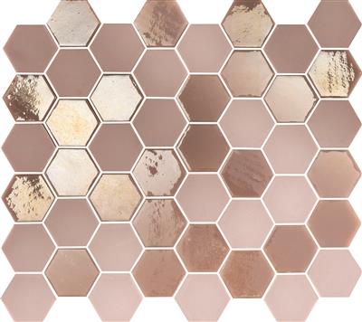 TMF Valencia VAL008 Pink Matt + Glossy 4,3x4,9 27,8x32,5 Hexagon Glas - tegel - kopen bij Mr Tegel