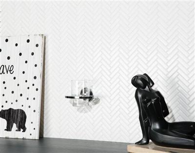 Intermatex Tech Chevron White Gloss 27,7x28,3 (1,2x4,8) - tegel - kopen bij Mr Tegel