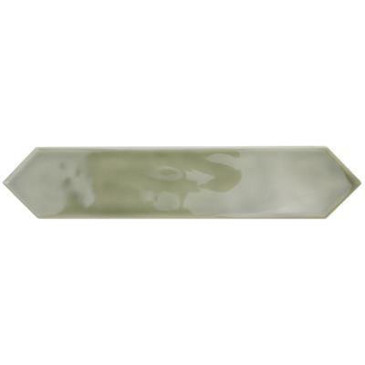 Steenbok Rustic Spike Olive Green Glossy 5x25 - tegel - kopen bij Mr Tegel