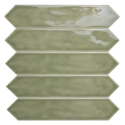 Steenbok Rustic Spike Olive Green Glossy 5x25 - tegel - kopen bij Mr Tegel