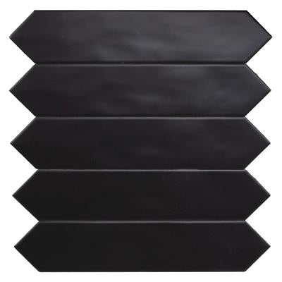 Steenbok Rustic Spike Black Matt 5x25 - tegel - kopen bij Mr Tegel