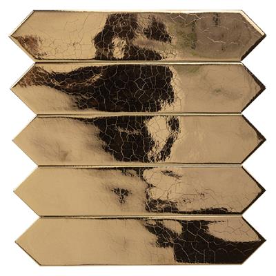 Steenbok Rustic Spike Gold Glossy 5x25 - tegel - kopen bij Mr Tegel