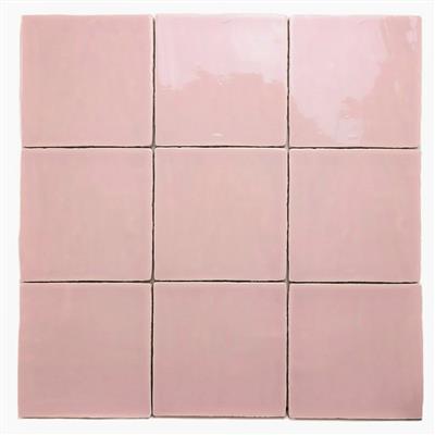 Steenbok Rustic Handmade Pink Glossy 13x13 - tegel - kopen bij Mr Tegel
