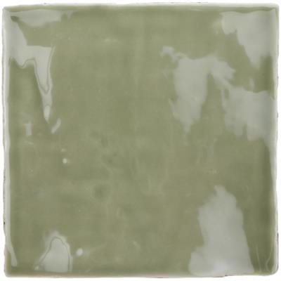 Steenbok Rustic Handmade Olive Green Glossy 13x13 - tegel - kopen bij Mr Tegel