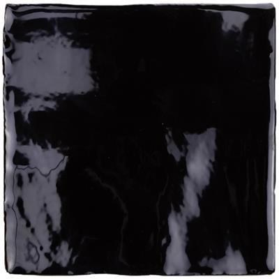 Steenbok Rustic Handmade Black Glossy 13x13 - tegel - kopen bij Mr Tegel