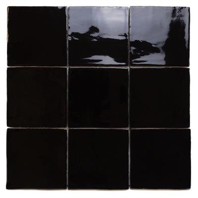 Steenbok Rustic Handmade Black Glossy 13x13 - tegel - kopen bij Mr Tegel