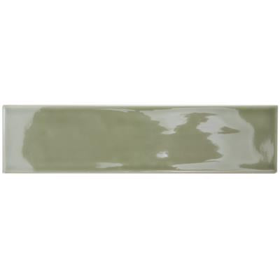 Steenbok Rustic Stripe Olive Green Glossy 7,5x30 - tegel - kopen bij Mr Tegel