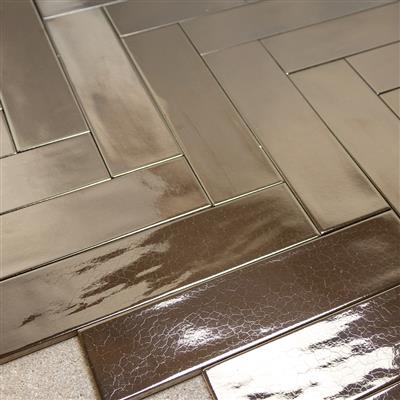 Steenbok Rustic Stripe Gold Glossy 7,5x30 - tegel - kopen bij Mr Tegel