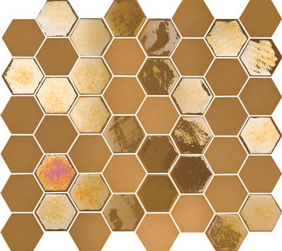 TMF Valencia VAL035 Mustard Matt + Glossy 4,3x4,9 27,8x32,5 Hexagon Glas - tegel - kopen bij Mr Tegel