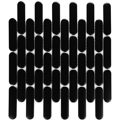 TMF Sevilla SEO23925 Black Matt 2,3x9,8 30x30 Oval Finger - tegel - kopen bij Mr Tegel