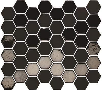 TMF Valencia VAL920 Black Matt + Glossy 4,3x4,9 27,8x32,5 Hexagon - tegel - kopen bij Mr Tegel
