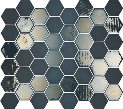 TMF Valencia VAL650 Blue Matt + Glossy 4,3x4,9 27,8x32,5 Hexagon Glas - tegel - kopen bij Mr Tegel